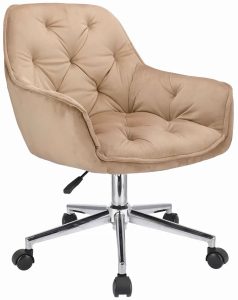 Beżowy fotel do biurka glamour – Anlo 3X