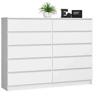 Biała komoda z szufladami – Entira 3X, 160 cm, płyta laminowana