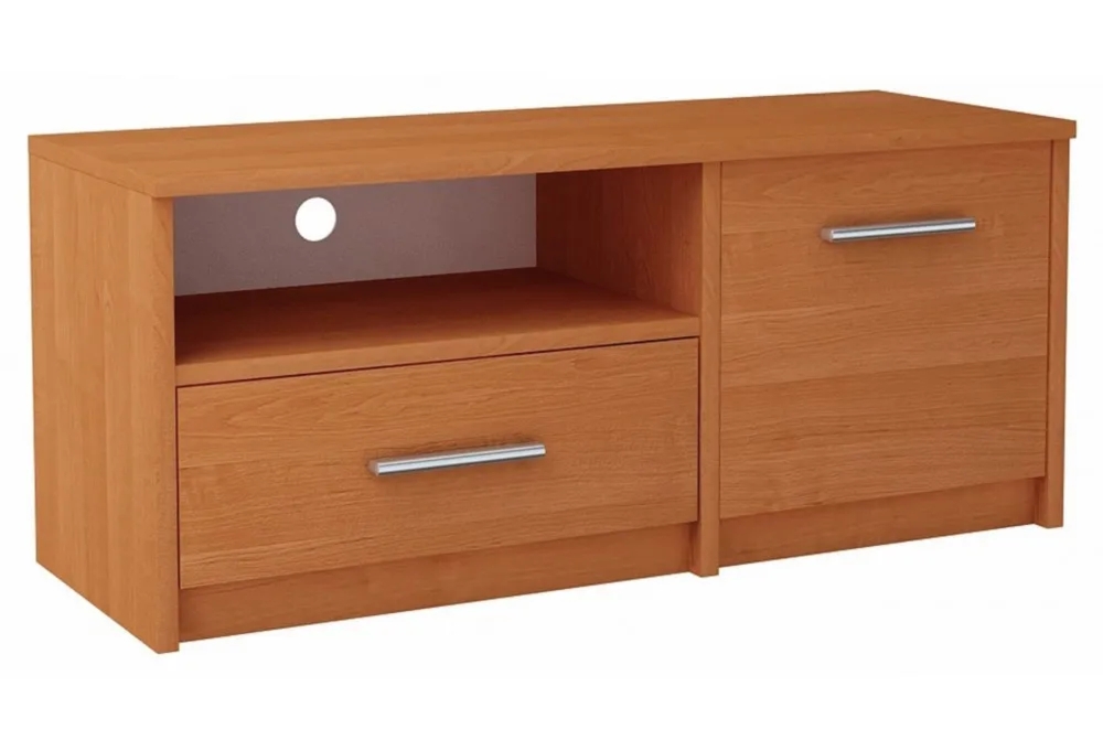 Klasyczna Szafka RTV Do Salonu Olcha K5-B37 – funkcjonalna, elegancka, z szufladą i półką