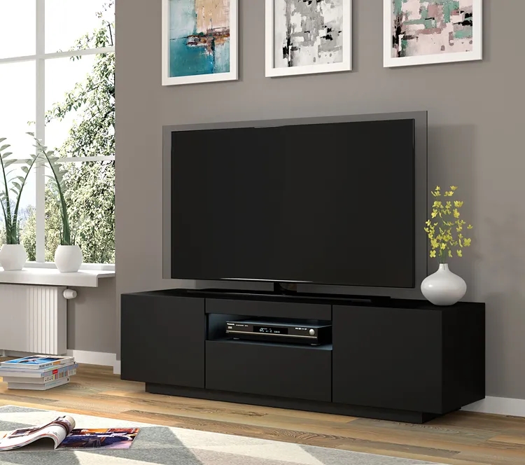 Stojąca Lub Czarny Wisząca Szafka Pod Tv Mat L4-H63 – nowoczesny design, funkcjonalność, 150 cm, laminowana płyta