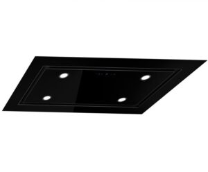 TOFLESZ Okap Luxor Glass 96cm – turbina wewnętrzna, czarny mat, szkło hartowane