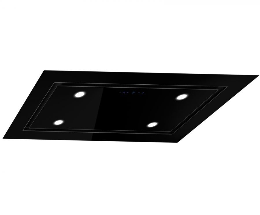 TOFLESZ Okap Luxor Glass 96cm – turbina wewnętrzna, czarny mat, szkło hartowane