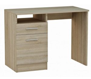 Skandynawskie biurko z szufladą dąb sonoma 100 cm – Alfinete, funkcjonalne, nowoczesne