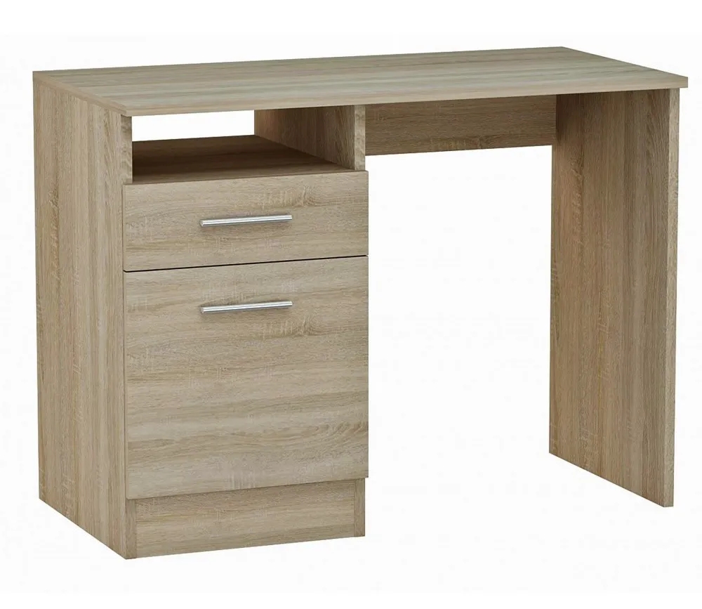 Skandynawskie biurko z szufladą dąb sonoma 100 cm – Alfinete, funkcjonalne, nowoczesne