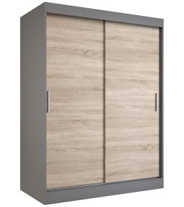 Szafa przesuwna 150 cm antracyt + dąb sonoma – Erco 4X, funkcjonalne wnętrze, nowoczesny design, trwały materiał