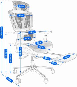 Czarny ergonomiczny fotel obrotowy z zagłówkiem i podnóżkiem –  Floris 4X