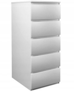 Komoda, szafka do sypialni, W5, 40x45x111 cm, biel, mat