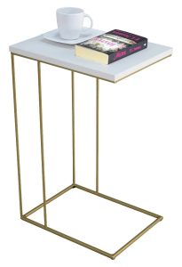Stolik pomocniczy w stylu glamour biały + złoty – Martix 4X, nowoczesny design, metal, laminat