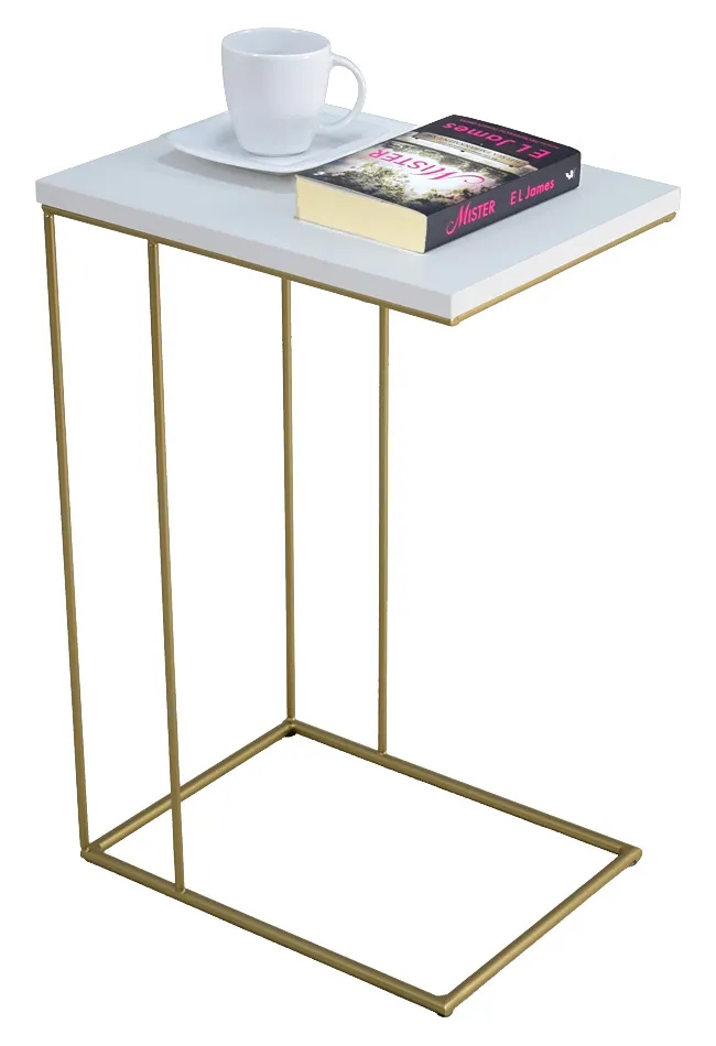 Stolik pomocniczy w stylu glamour biały + złoty – Martix 4X, nowoczesny design, metal, laminat
