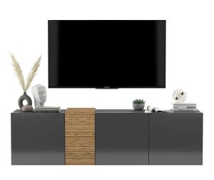 Wisząca szafka rtv grafit połysk L5-K80 – nowoczesny design, funkcjonalne półki, montaż naścienny