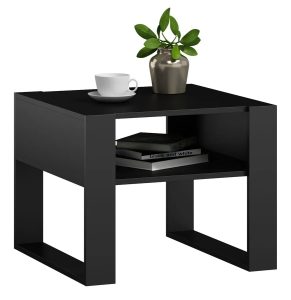 Czarna kwadratowa ława kawowa – nowoczesny design, funkcjonalność, kompaktowe wymiary, materiał laminowany