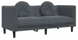Ciemnoszara aksamitna sofa 2-osobowa – nowoczesny design, komfortowe siedzisko, łatwe w czyszczeniu, 100% poliester