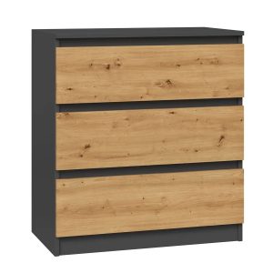 Niska Komoda Loft Z Szufladami Antracyt + Dąb Artisan – nowoczesny design, funkcjonalność, trwałość