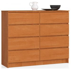Klasyczna komoda do biura olcha – Andre 3X, nowoczesny design, 8 szuflad, laminowana płyta