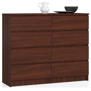 Klasyczna Komoda Z Szufladami Wenge N3-T66 – osiem pojemnych szuflad, laminowana płyta, odporna na uszkodzenia