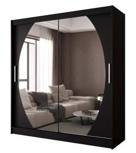 Czarna Szafa Na Ubrania Z Lustrem W7-G50