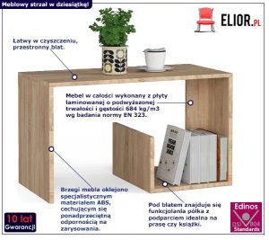 Skandynawski stolik do salonu dąb sonoma – elegancki minimalizm, praktyczne wymiary, materiał MDF