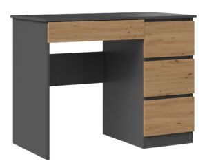 Biurko z 4 szufladami Mijas – nowoczesny, funkcjonalny, dąb artisan, antracyt, 98x51x76 cm