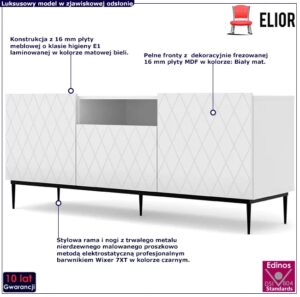 Szafka rtv Elior Nevia 3X – wysoka jakość, nowoczesny design, biały mat + czarna rama, 60 cm wysokości