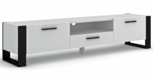Szafka RTV Everol 4X – minimalistyczny design, biały mat, 200 cm, laminowana płyta