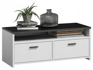 Szafka pod telewizor do salonu – Sellox, nowoczesny design, biało-czarna, 100 cm