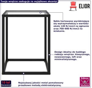 Szklany Stolik Czarny Kawowy W Stylu Loft A3-M74