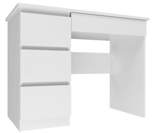 Biurko do biura, szkolne, 4 szuflady, mijas, lewe – nowoczesna konstrukcja, biel, 98x51x76 cm