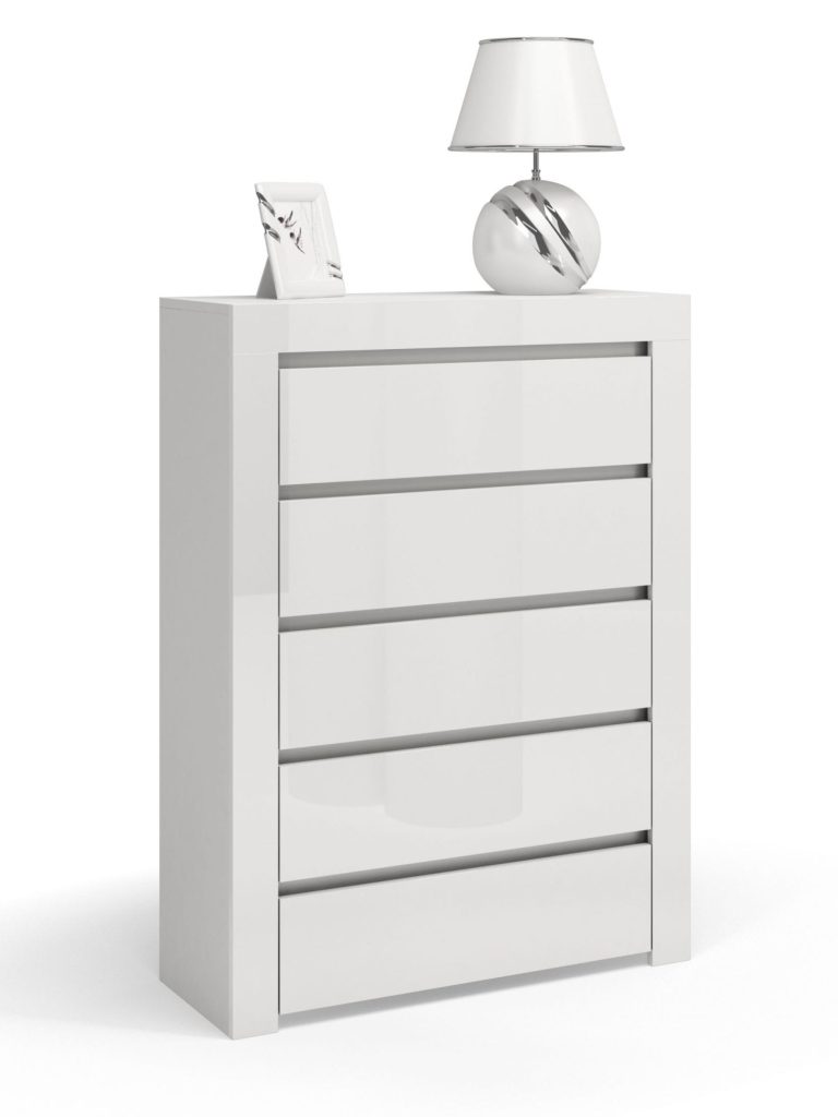 Komoda do sypialni, pokoju, D5, 80x40x125 cm, biel, połysk