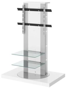 Nowoczesna szafka RTV Koncept – biały połysk, MDF, szkło, 59x90x126 cm