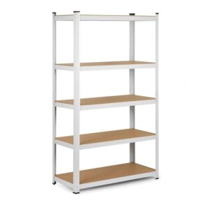 Regał metalowy magazynowy Humberg 4841 – 5 półek, biały, 75x30x150 cm, ocynkowana stal