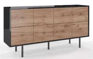 Nowoczesna komoda w stylu industrialnym – Ezoxi, czarny, dąb craft tobacco, 163,6 cm x 40 cm x 83,6 cm