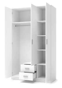 Szafa Kaloe S3 – biały połysk, nowoczesny design, praktyczne półki, trwały materiał