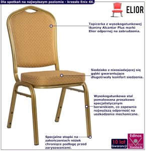 Złote sztaplowane stylowe krzesło do salonu – Rias 4X