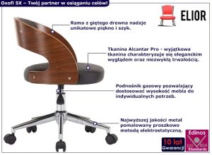 Tapicerowany czarny fotel obrotowy – Keltis 5X