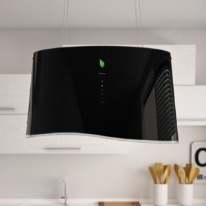 FALMEC Mare E.ion® wyspowa – system jonizujący, czarne szkło, 66 cm