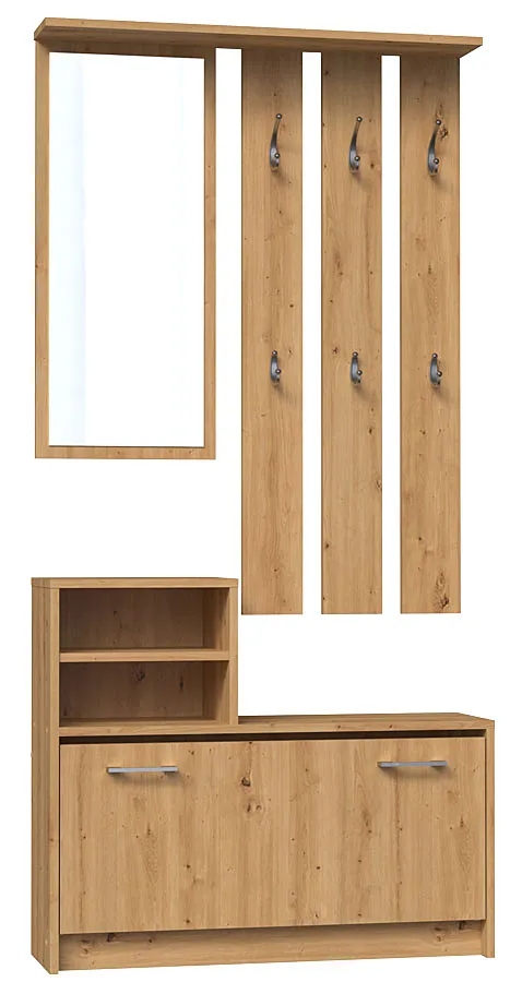 Komplet Mebli Do Przedpokoju Z Lustrem W3-N13 – funkcjonalny zestaw, kolor dąb artisan, wysoka jakość