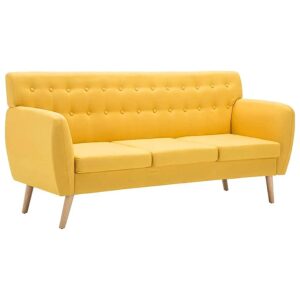 3-osobowa żółta sofa pikowana – Elia, komfortowa, elegancka, tkanina Alcantar Pro