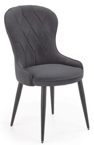 Komplet popielatych pikowanych krzeseł 4 szt. – Monaco 4S, eleganckie, komfortowe, welwetowe