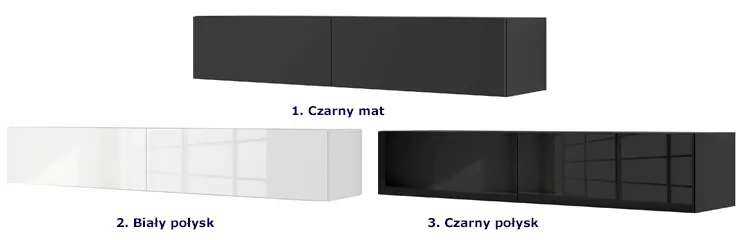 Czarna podwieszana szafka rtv 100 cm – Falmi, nowoczesny design, funkcjonalność, kolor czarny mat, materiał: laminowana płyta meblowa, MDF