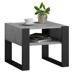 Industrialna Kwadratowa Ława Kawowa C1-Z82 – nowoczesny design, beton, 60×63,6×50 cm, laminowana płyta meblowa