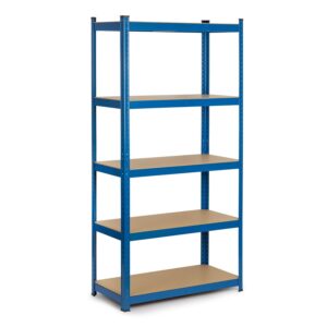 Regał metalowy magazynowy Humberg 4845 – 5 półek, niebieski, 90x30x180 cm, stal ocynkowana