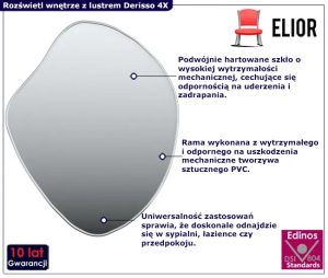Srebrne wiszące lustro asymetryczne 60×50 cm B1-N62