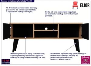 Nowoczesna szafka RTV dąb artisan + czarny – Dubby 4X 120 cm – elegancki design, wysoka jakość, regulowane półki