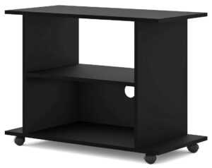 Czarna Szafka RTV Na Kółkach F7-T53 – mobilna, funkcjonalna, 60 cm wysokości, laminowana płyta