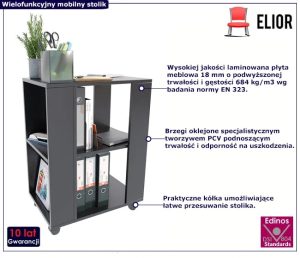 Czarna szafka na kółkach z półką – Mosum