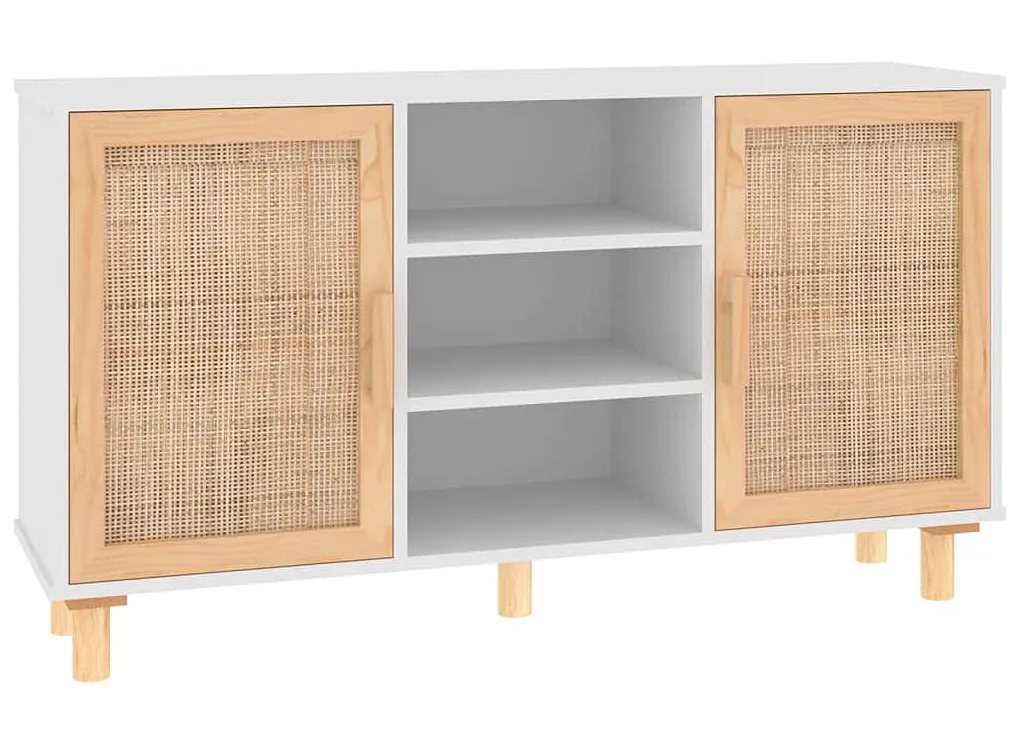Biała komoda w stylu boho na nóżkach – Lucda 5X