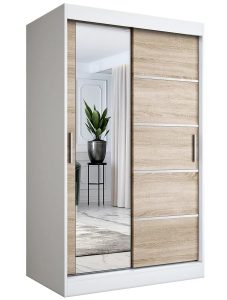 Szafa 120×200 z przesuwnymi drzwiami dąb sonoma – funkcjonalność, uniwersalny design, wysoka jakość