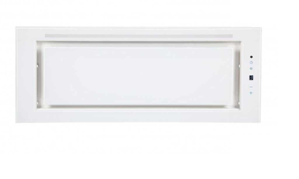 TOFLESZ LINEA GLASS 90CM BIAŁY OKAP DO ZABUDOWY – 850m3/h, dotykowe sterowanie, pilot zdalnego sterowania, timer