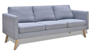 Sofa 3-osobowa Imex 2L – wygodne poduszki, jasny szary, materiał Alcantar Pro