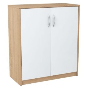 Komoda dwudrzwiowa, Classic, 74x35x85 cm, dąb sonoma, biel, mat